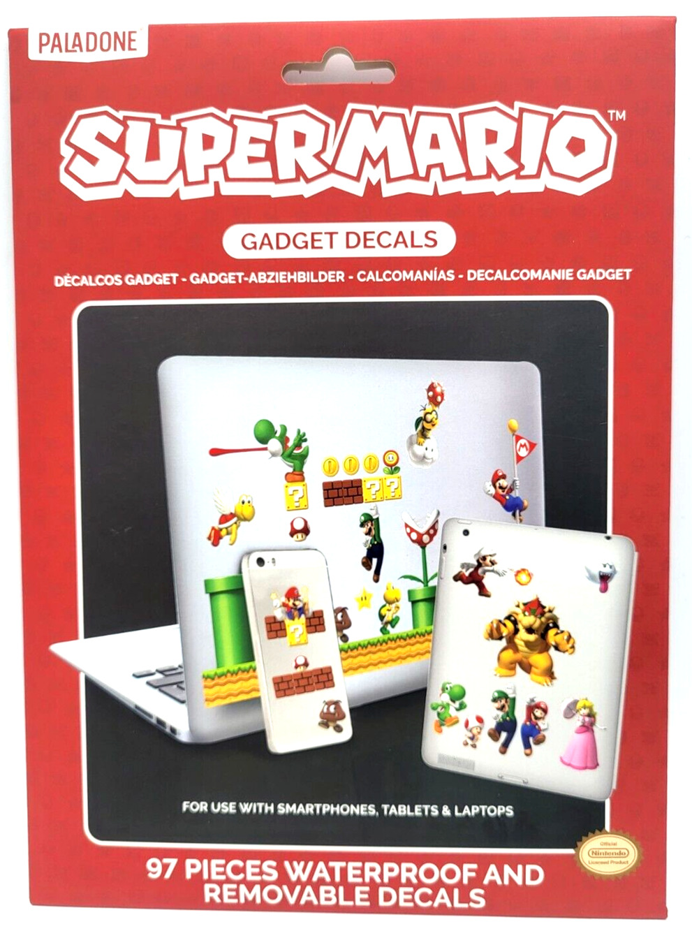 Paladone SUPER MARIO Gadget Decals 97 Pieces Removable NEW